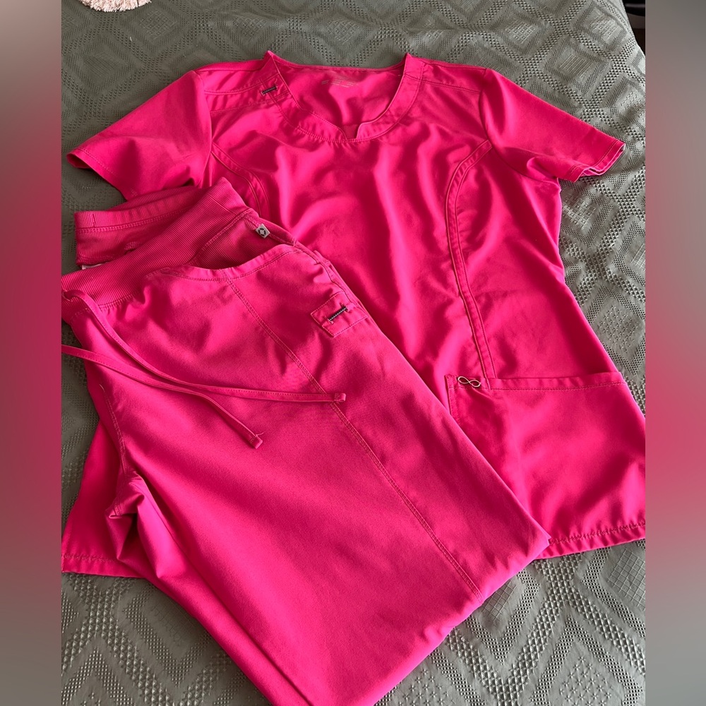 Cherokee infinity pink scrub set. Large top/large petite bottom.